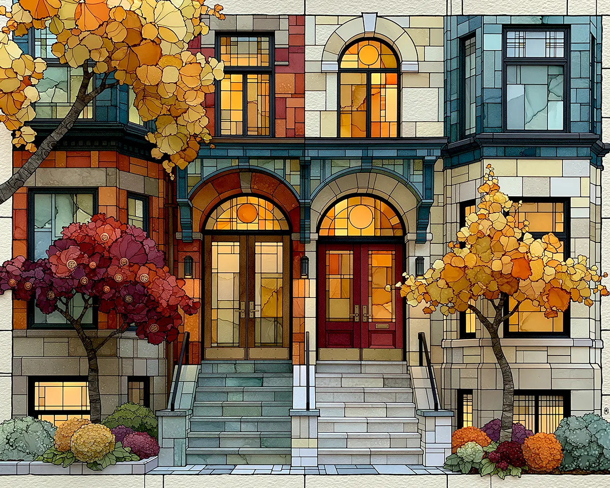 Boston Brownstone Wall Art — 9 Colorful Row House Prints, Printable Set - Image 5