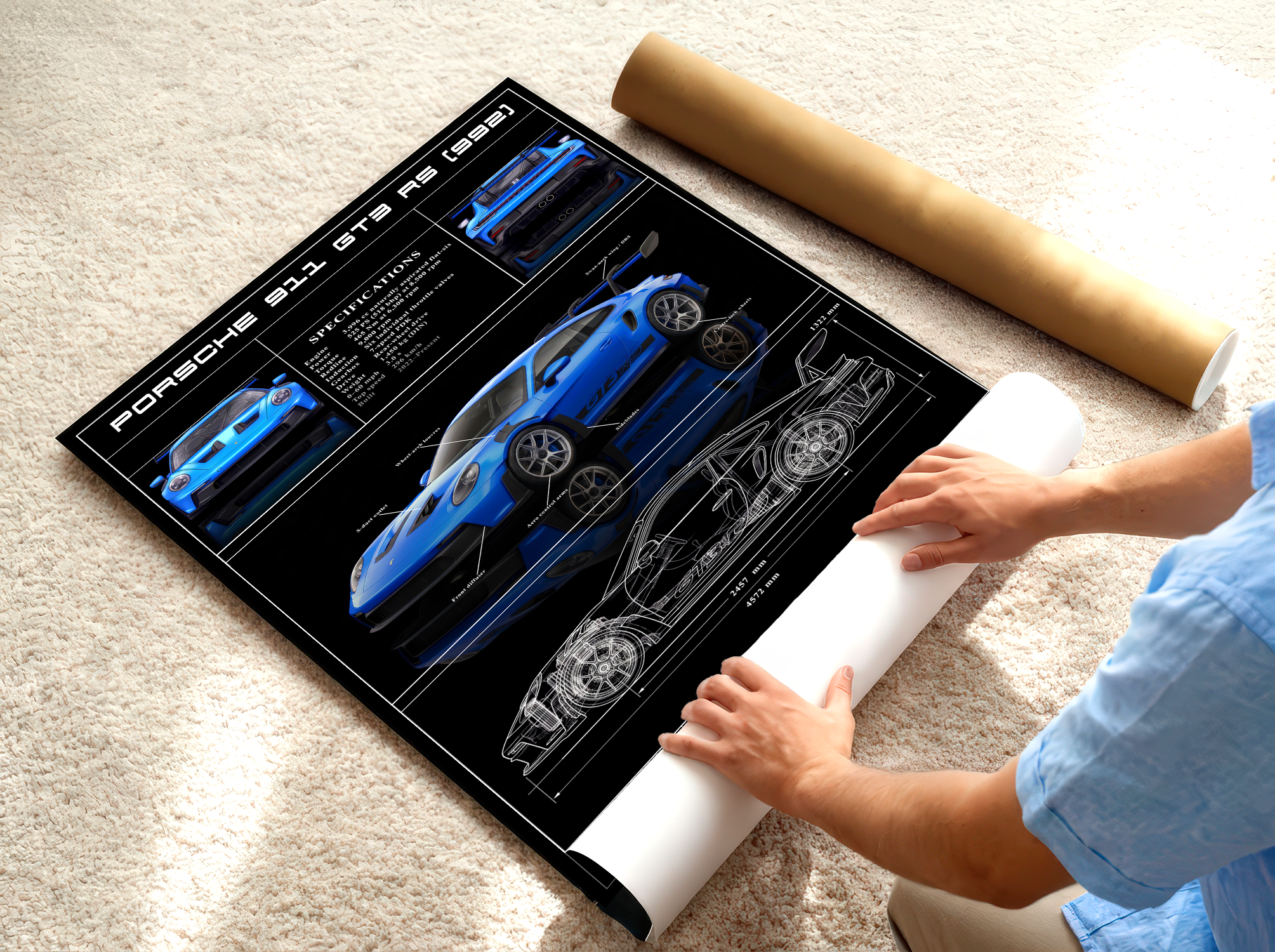 Porsche 911 GT3 RS Poster — Technical Wall Art, Instant Download - Image 7