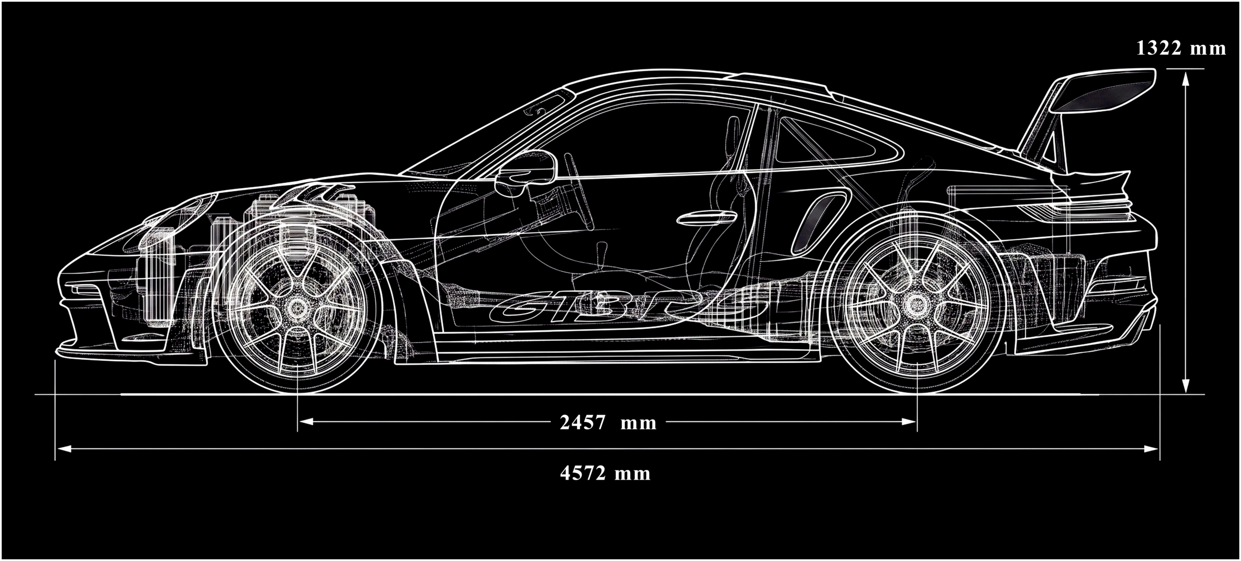 Porsche 911 GT3 RS Poster — Technical Wall Art, Instant Download - Image 2