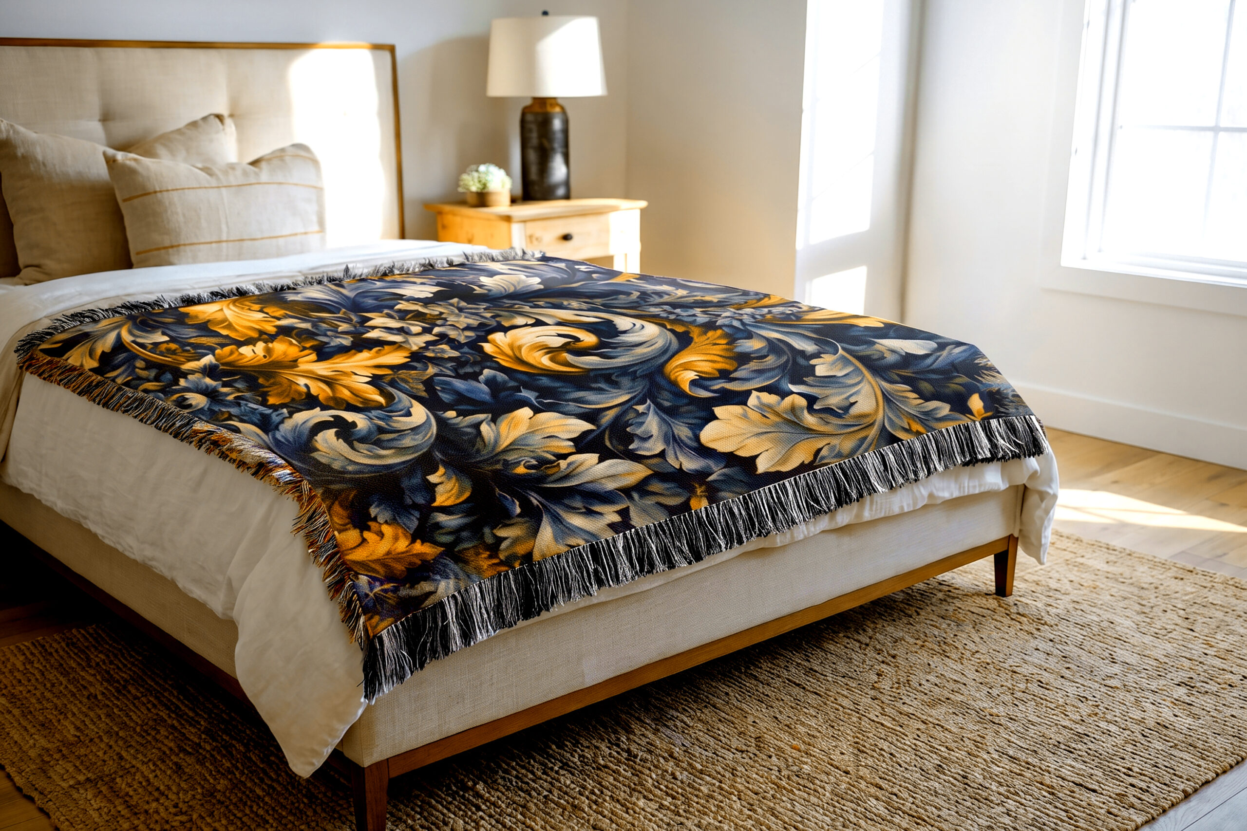 Verdure Tapestry Woven Blanket — European Forest Botanical Throw - Image 4