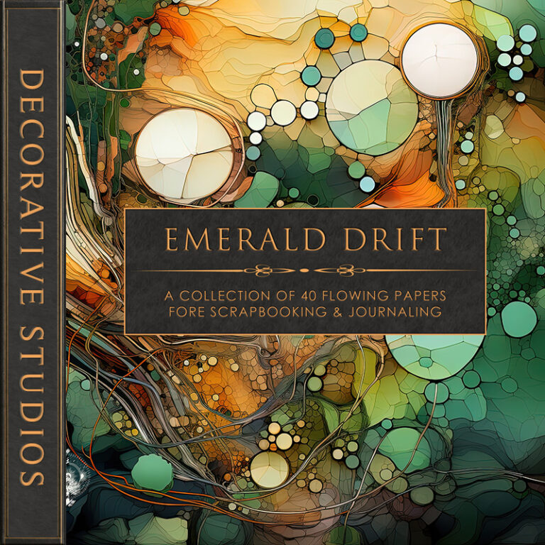 Emerald drift digital paper – emerald green and amber drifting form background