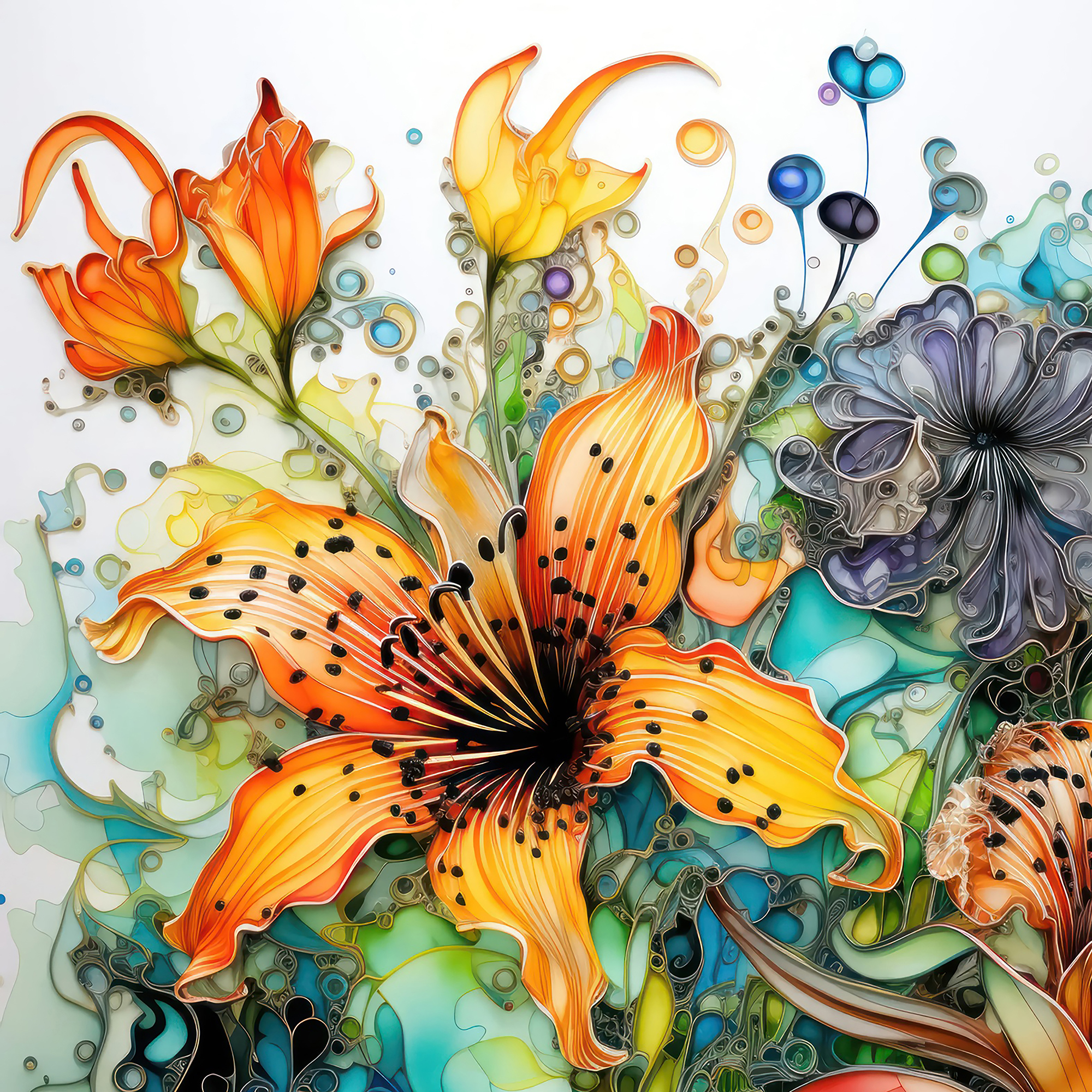 Abstract Floral Wall Art – Dopamine Decor Set of 9 Printable Alcohol Ink Prints - Image 8