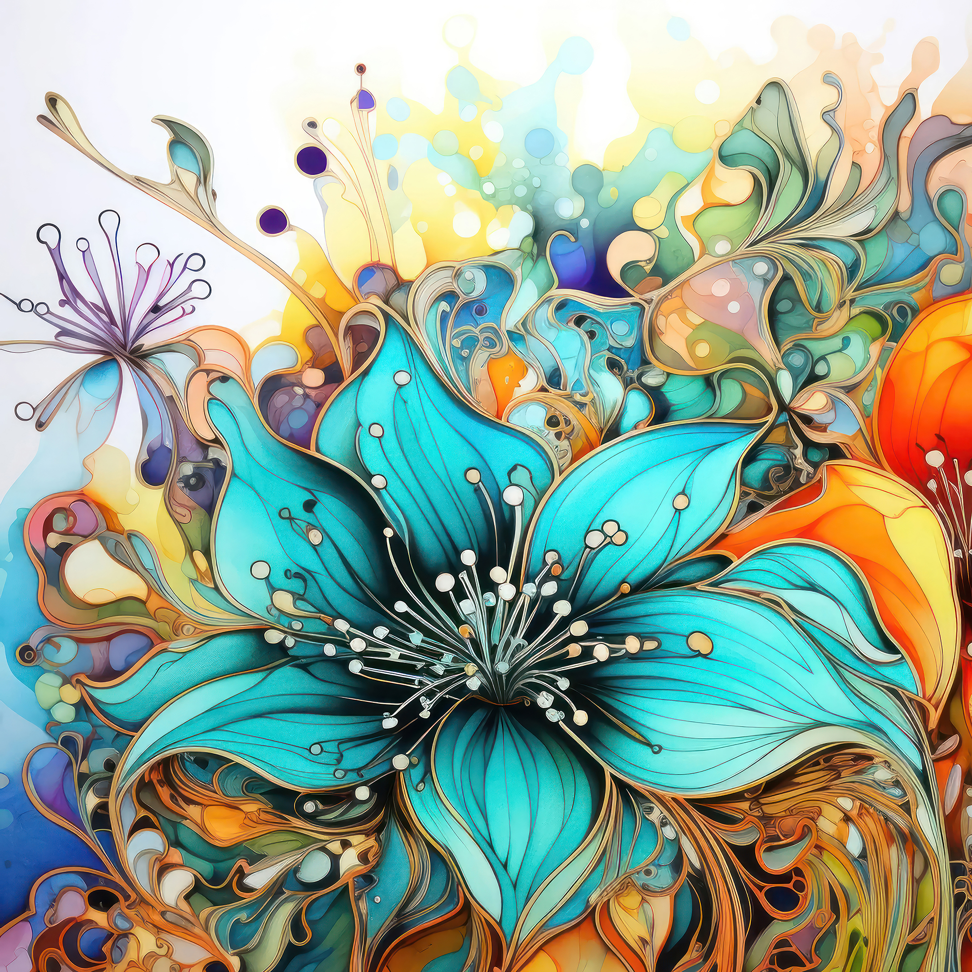 Abstract Floral Wall Art – Dopamine Decor Set of 9 Printable Alcohol Ink Prints - Image 7