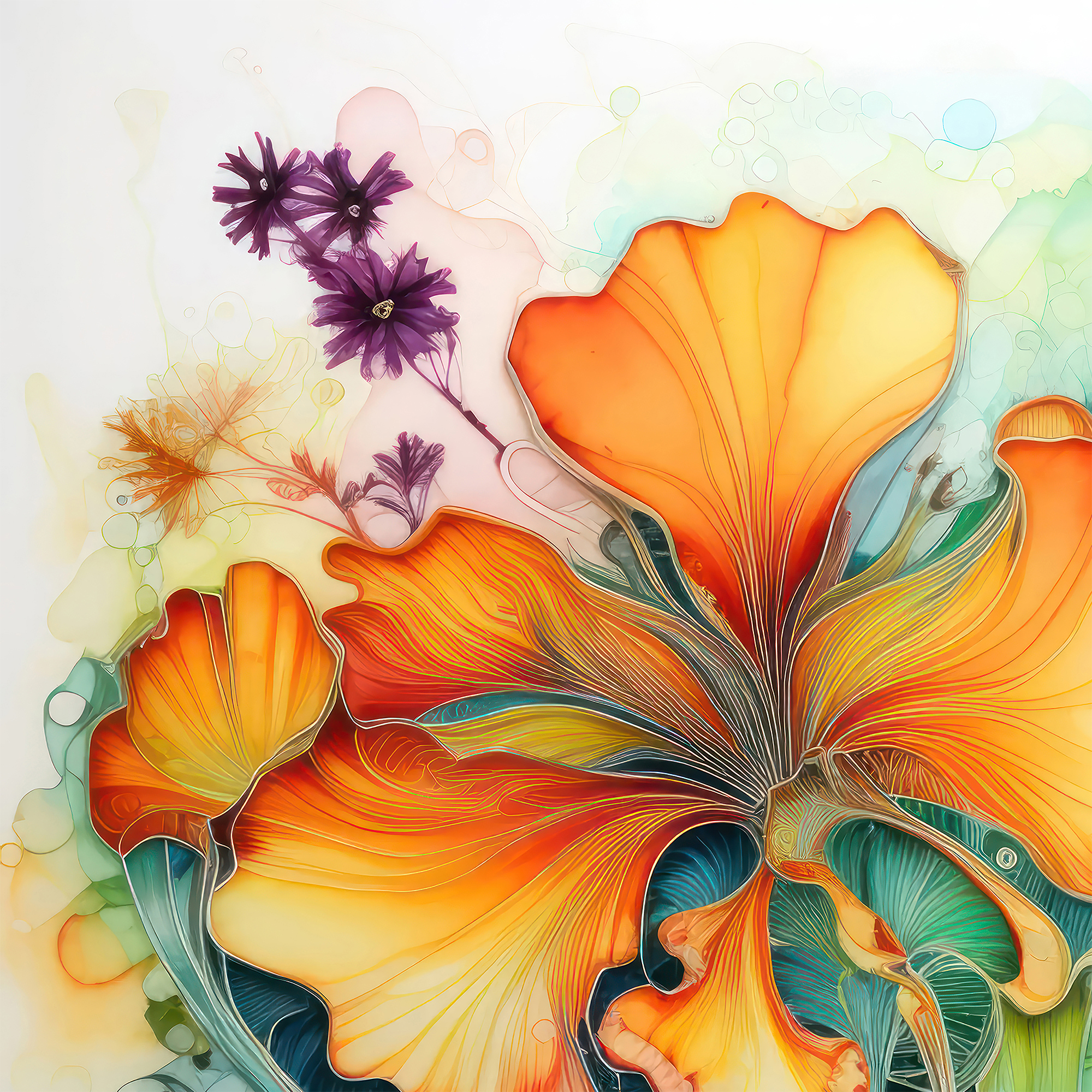 Abstract Floral Wall Art – Dopamine Decor Set of 9 Printable Alcohol Ink Prints - Image 4
