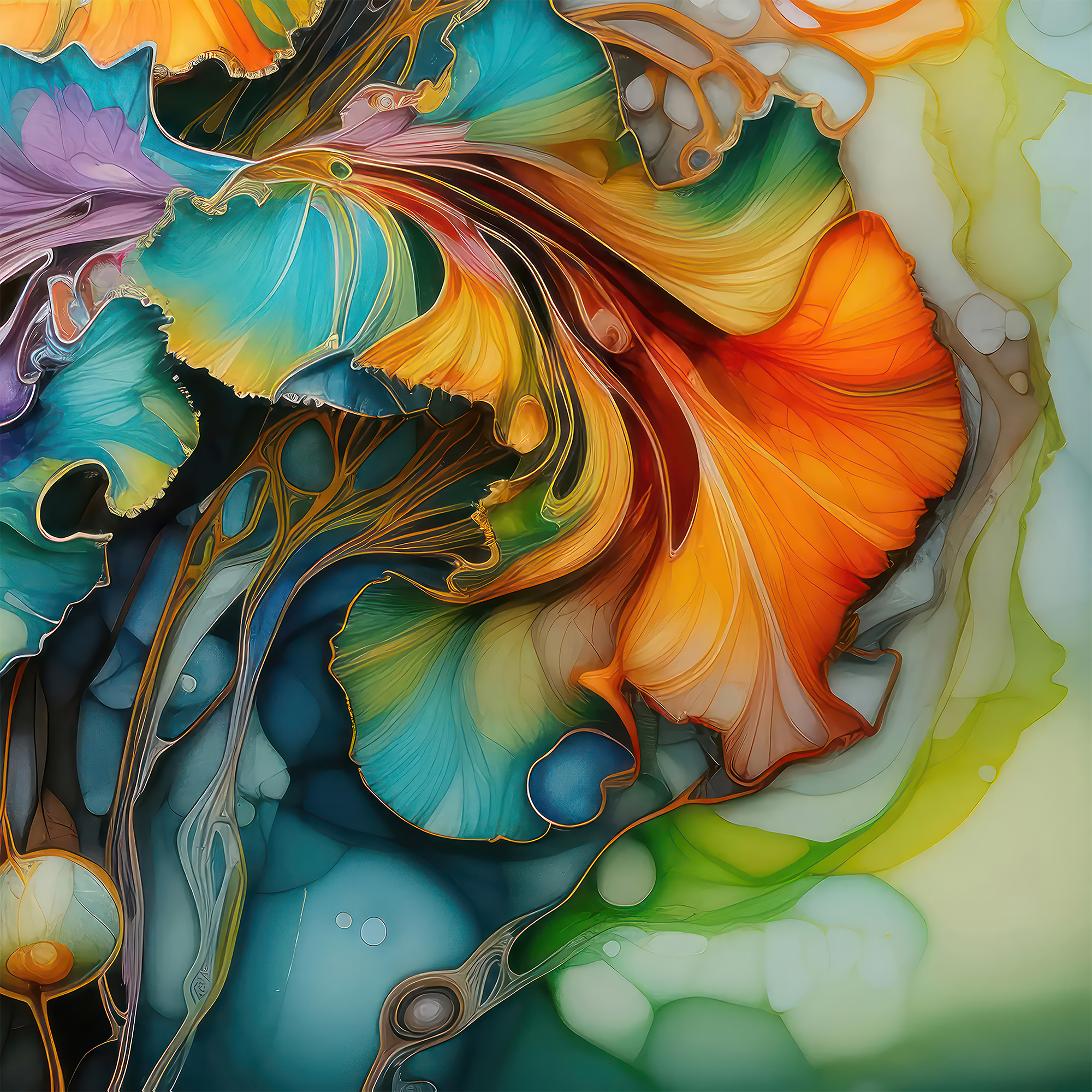 Abstract Floral Wall Art – Dopamine Decor Set of 9 Printable Alcohol Ink Prints - Image 3