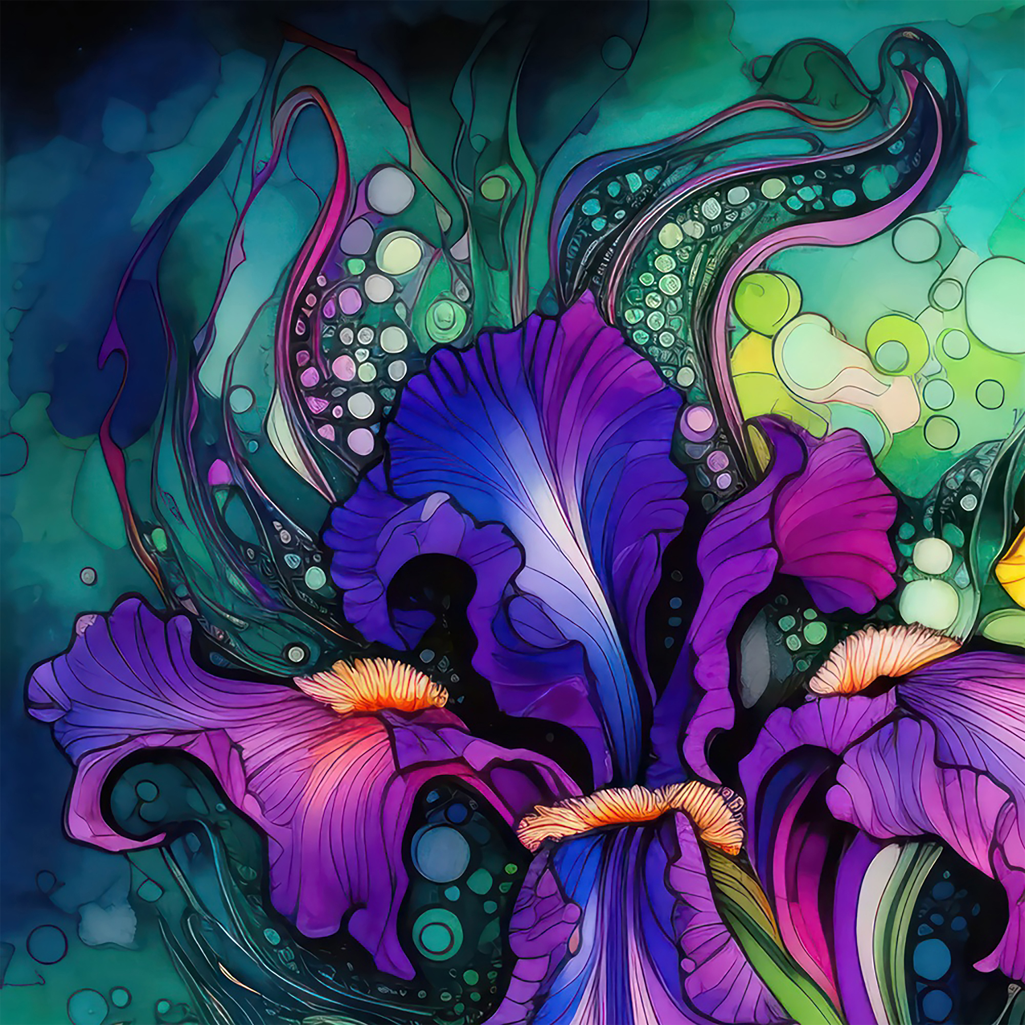 Abstract Floral Wall Art – Dopamine Decor Set of 9 Printable Alcohol Ink Prints - Image 2