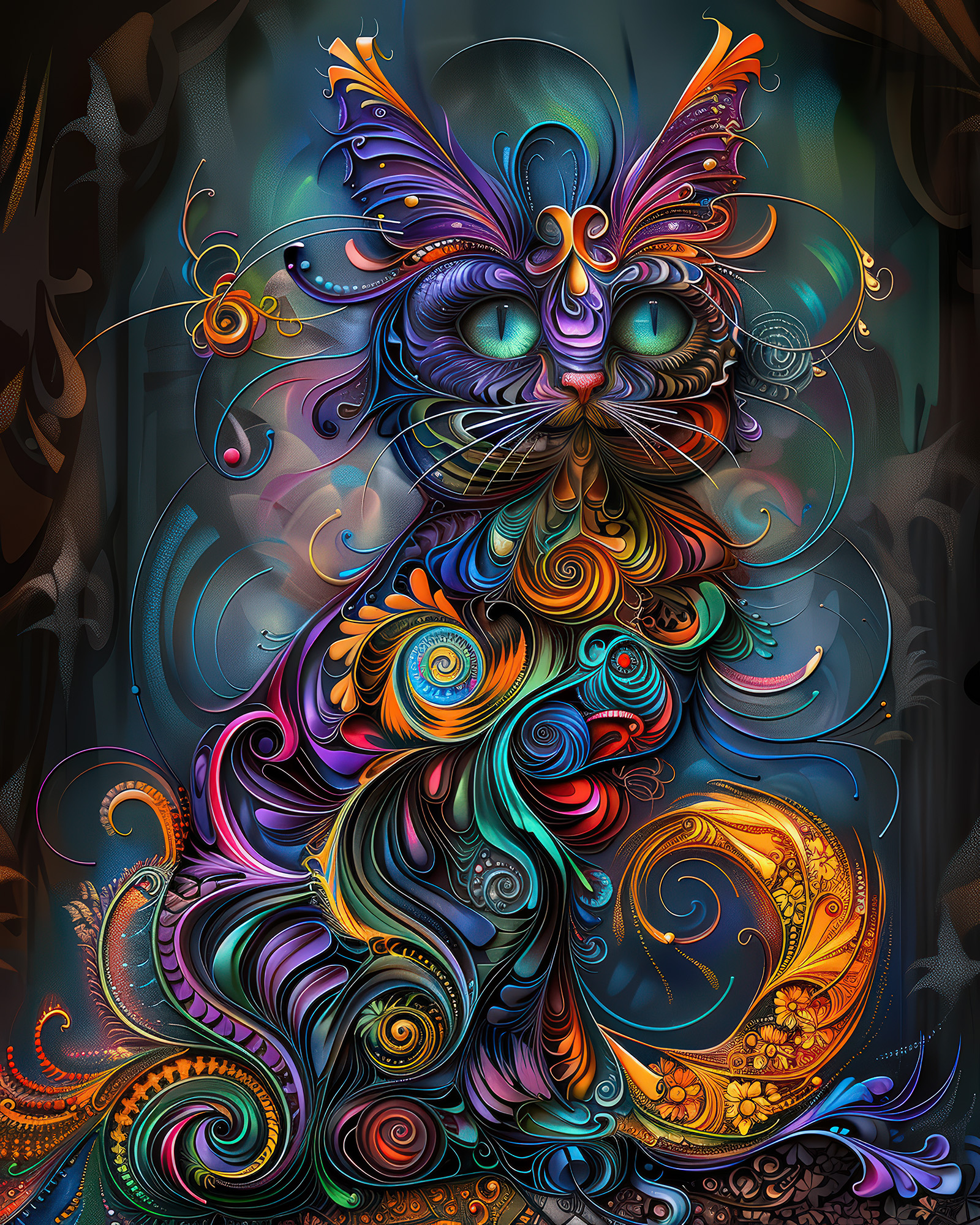 Fractal Cat Wall Art — 14 Maximalist Cat Prints, Printable Set - Image 8