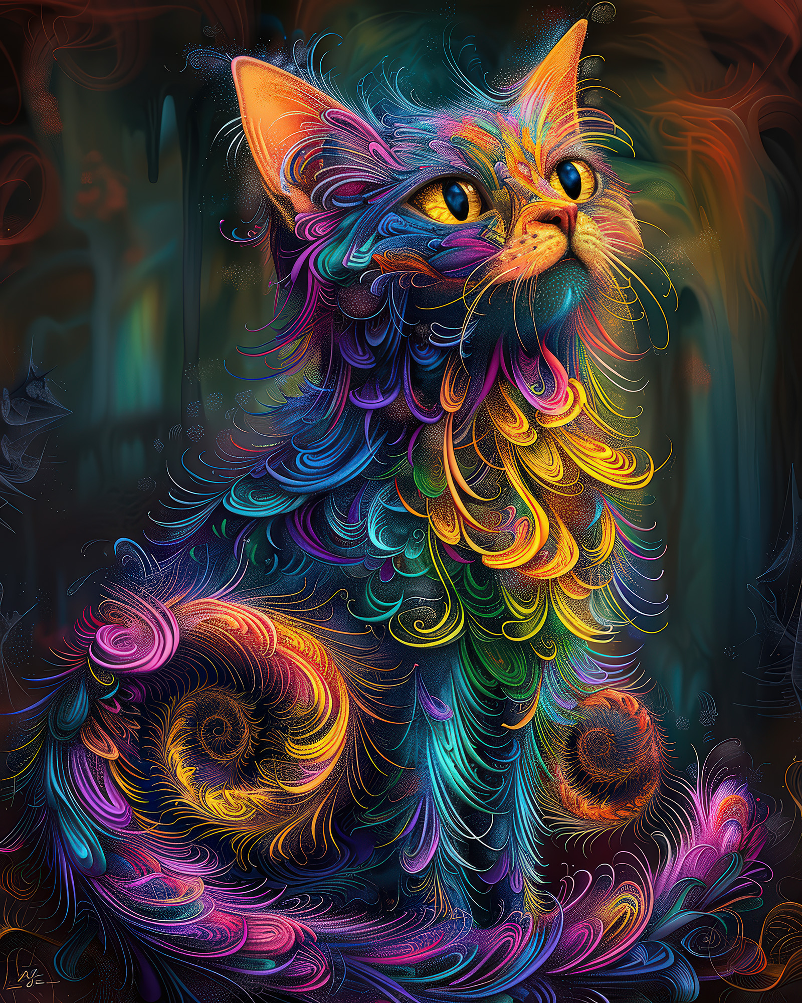 Fractal Cat Wall Art — 14 Maximalist Cat Prints, Printable Set - Image 7
