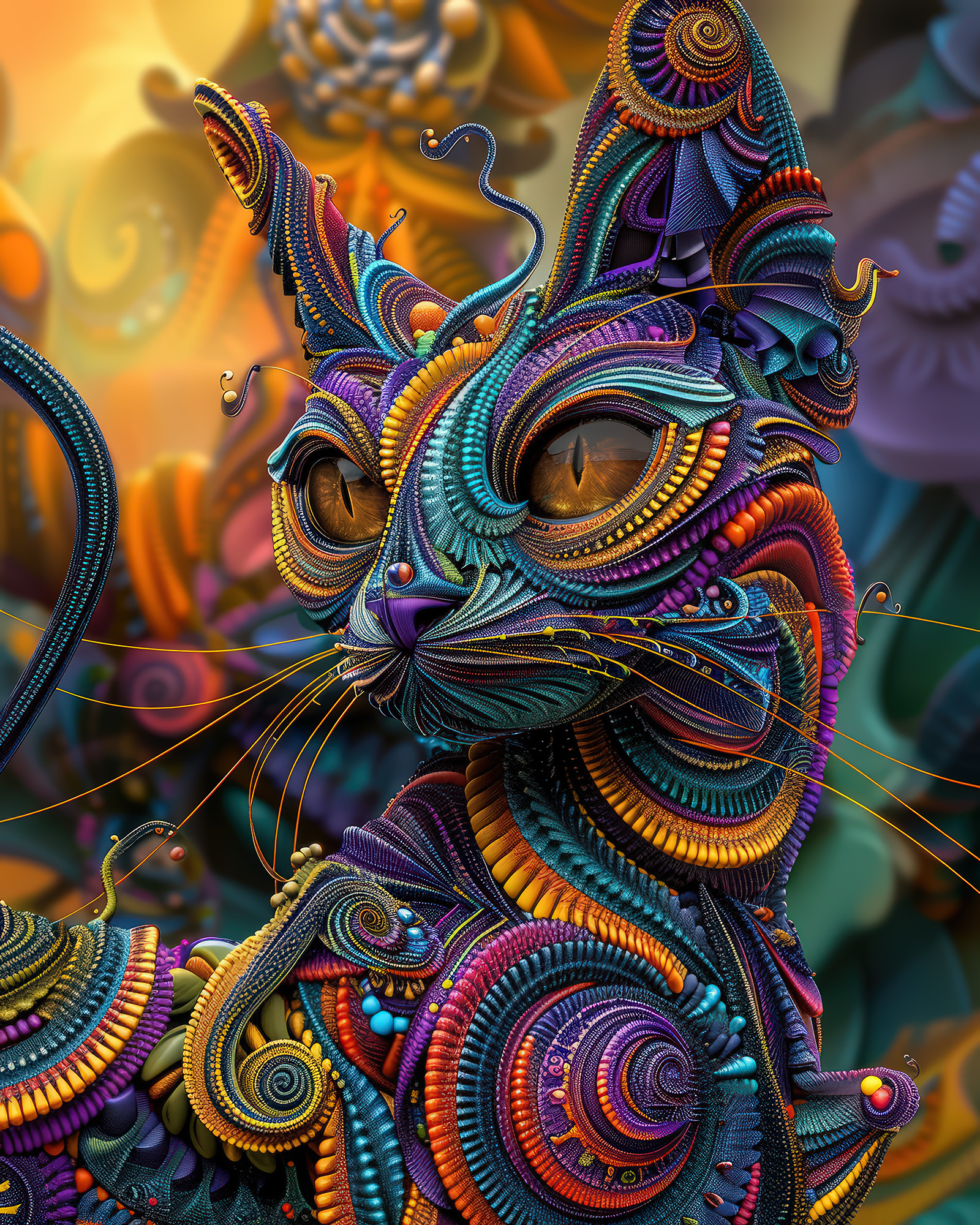 Fractal Cat Wall Art — 14 Maximalist Cat Prints, Printable Set - Image 6