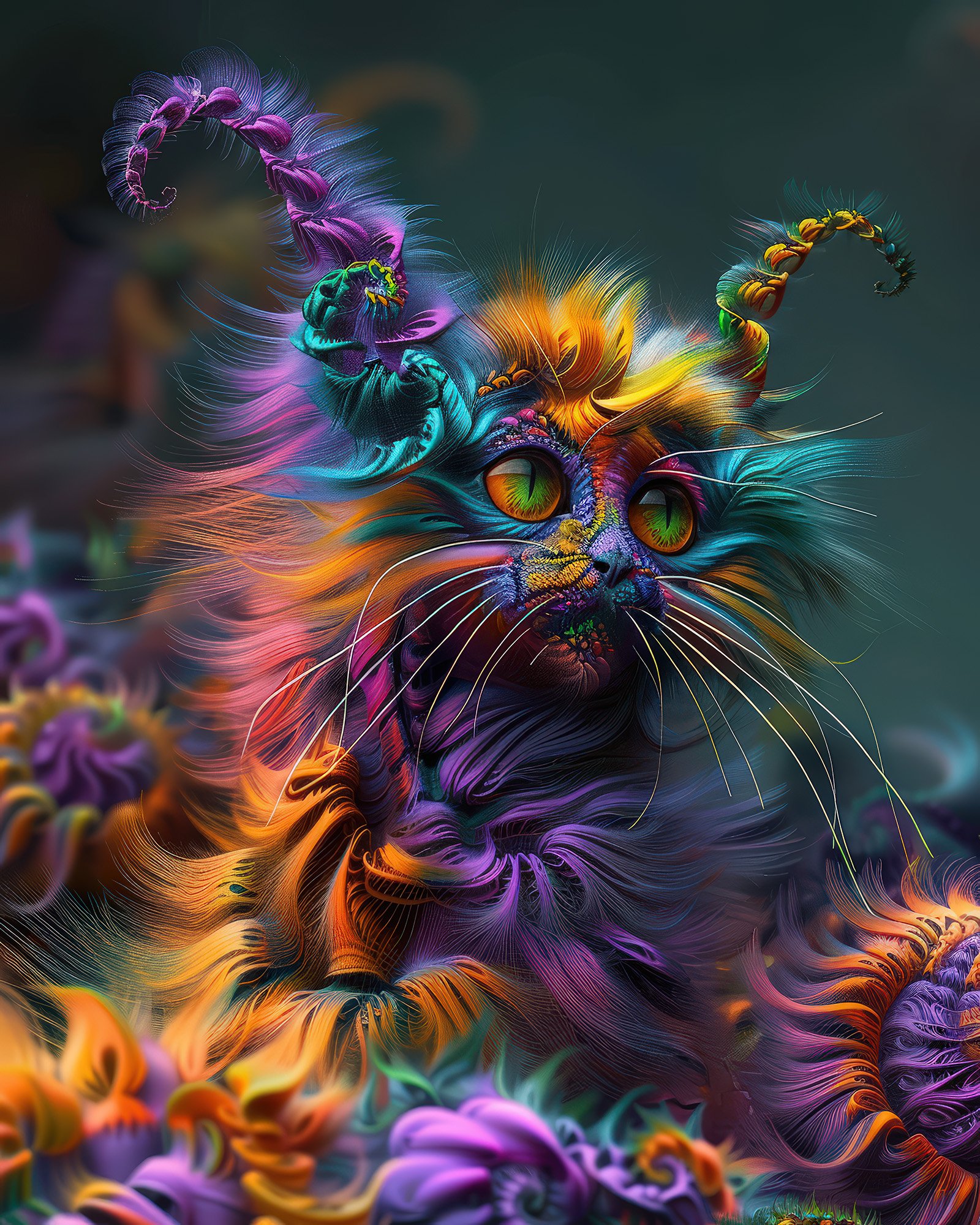 Fractal Cat Wall Art — 14 Maximalist Cat Prints, Printable Set - Image 5