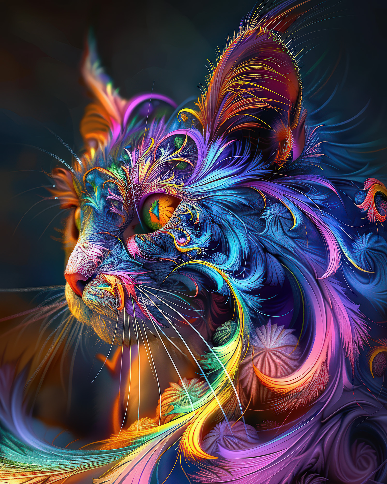 Fractal Cat Wall Art — 14 Maximalist Cat Prints, Printable Set - Image 2