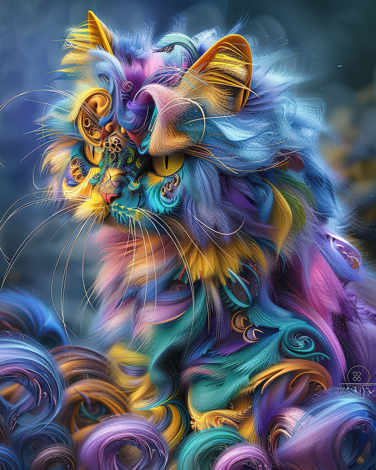 Fractal Cat Wall Art — 14 Maximalist Cat Prints, Printable Set - Image 13