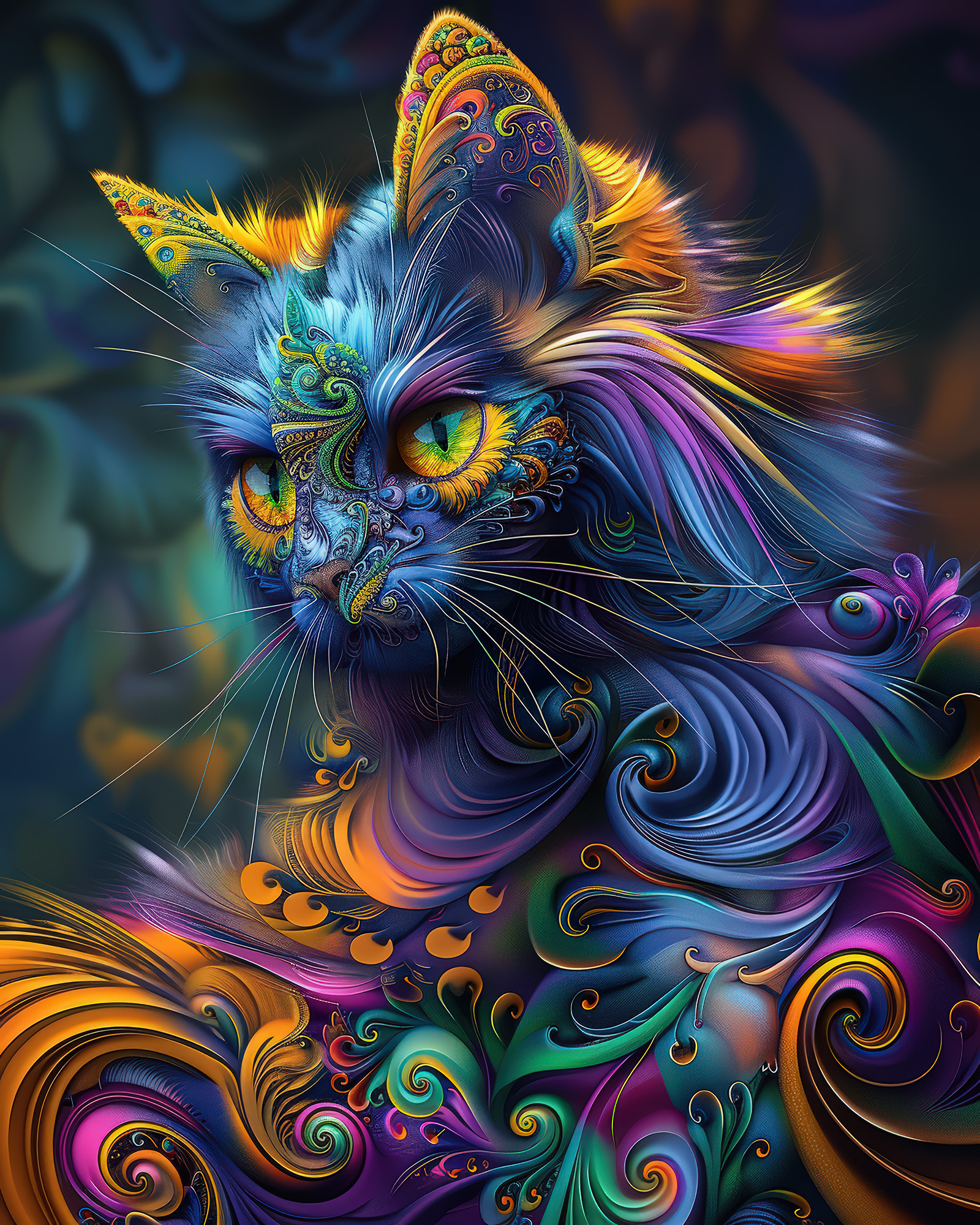 Fractal Cat Wall Art — 14 Maximalist Cat Prints, Printable Set - Image 11