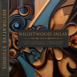 Nightwood Inlay marquetry digital paper – walnut and gold wood inlay background