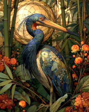 twilight blue heron art