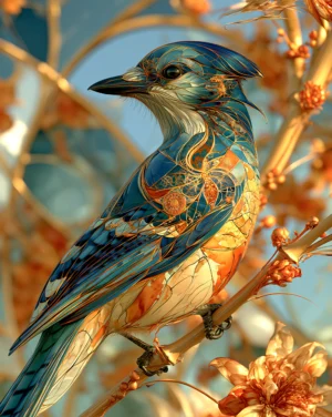 cream window songbird art