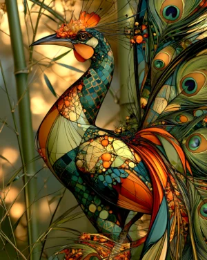 bamboo light peacock art