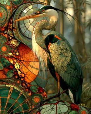 circular window heron art