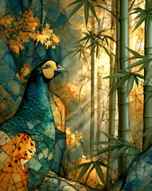 bamboo light pheasant art