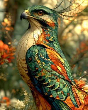 green crested hawk art