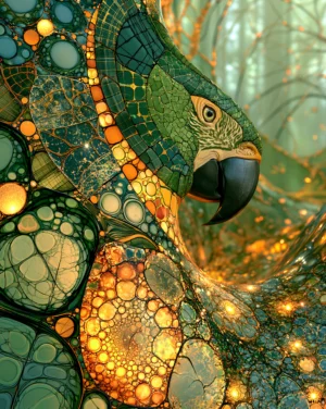 bubble mosaic parrot art