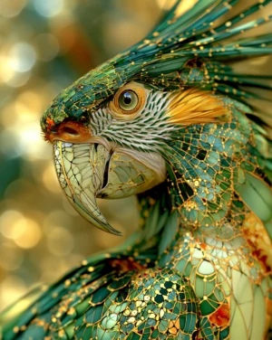 crested parrot art