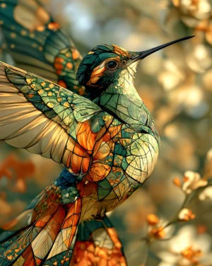 green light hummingbird art