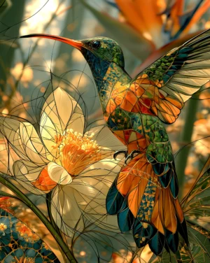 lotus hummingbird art