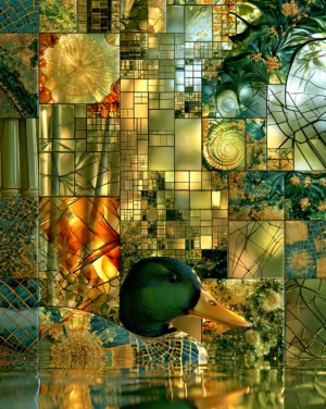 tiled pond mallard art