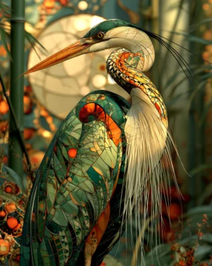 golden moon heron art
