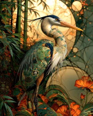 moon gate heron art