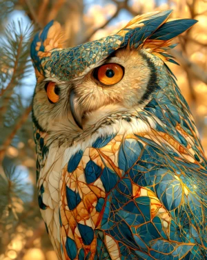 blue eared owl art