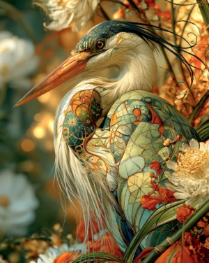 wing curve heron art
