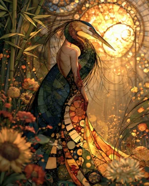 rose window heron art