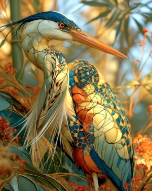 scaled wing heron art