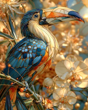 orange berry toucan art