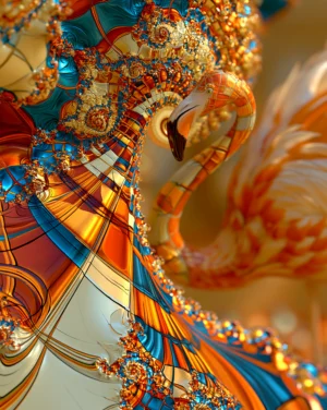 fractal gown flamingo art