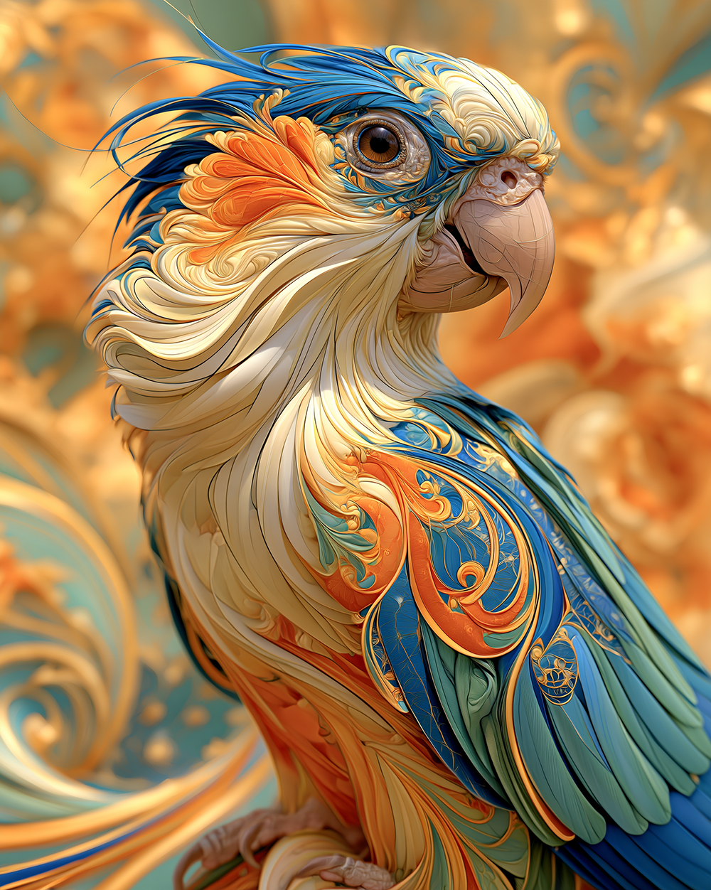 cream cockatoo art
