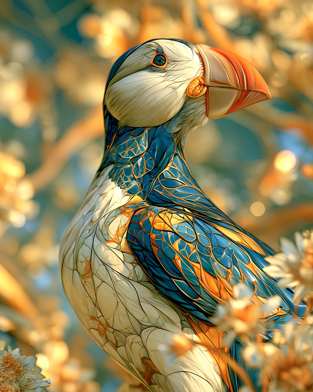 marigold field puffin art