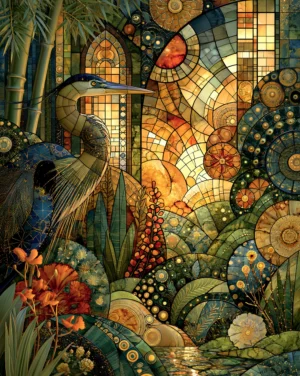 cathedral garden heron art