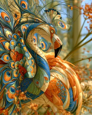 peacock eye flamingo spiral art