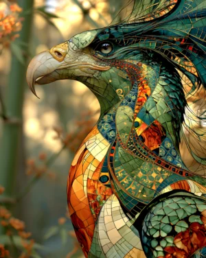 green mosaic eagle art