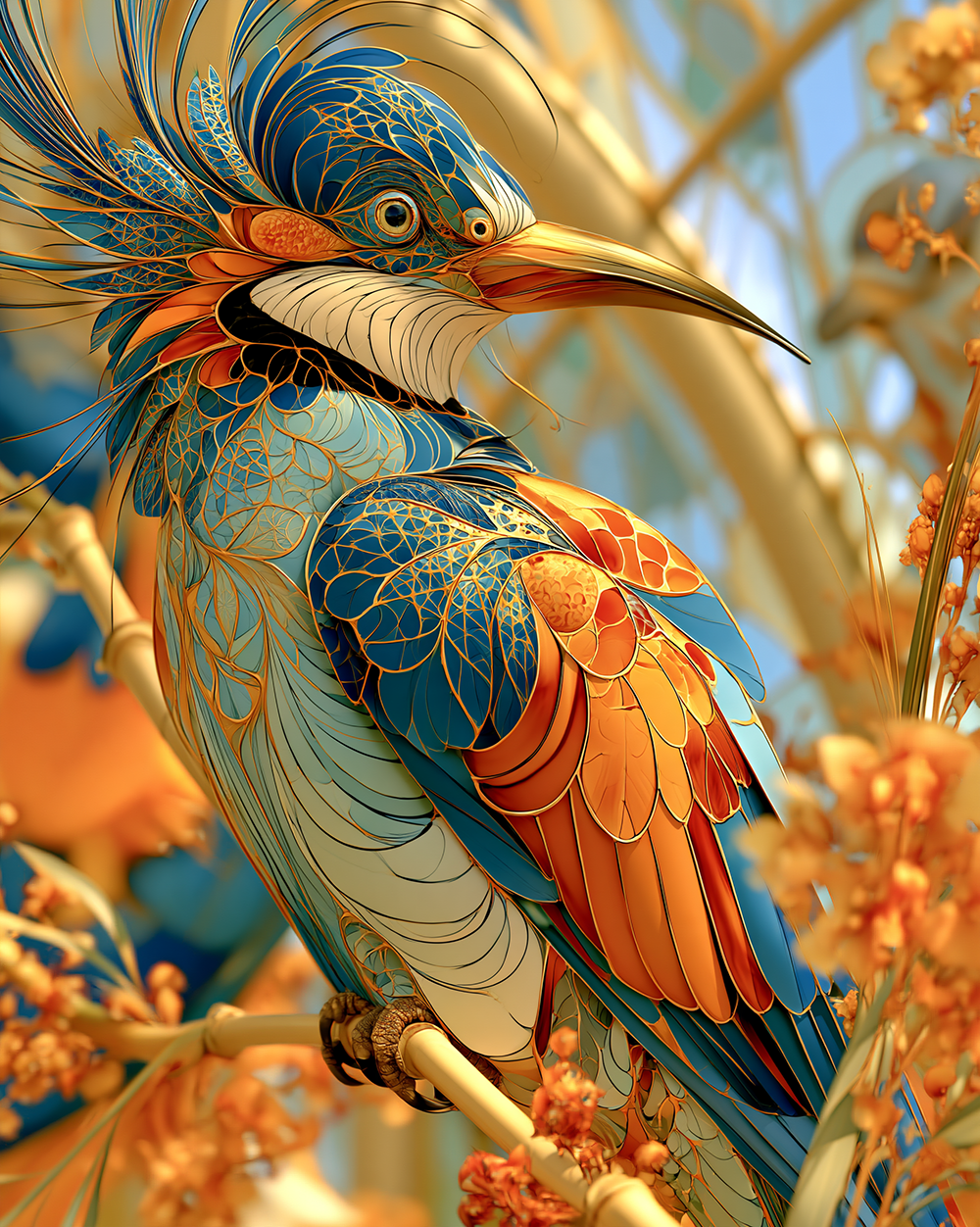crested honeyeater art