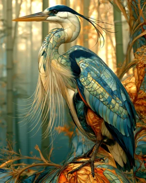 pale forest heron art