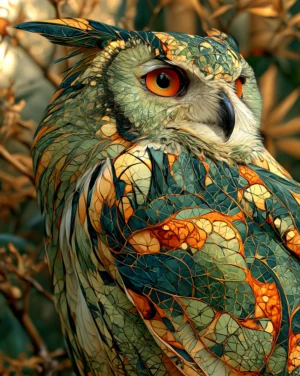mosaic horned owl art