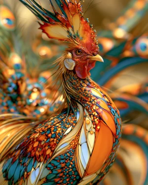 peacock eye rooster art