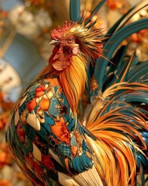 saffron tail rooster art