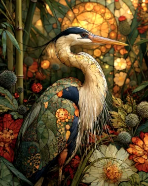 great white heron garden art