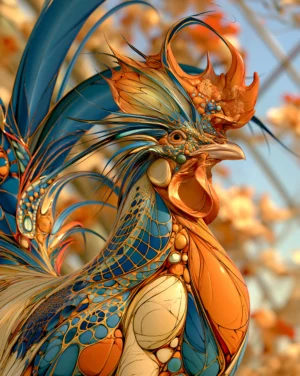 crowing rooster art