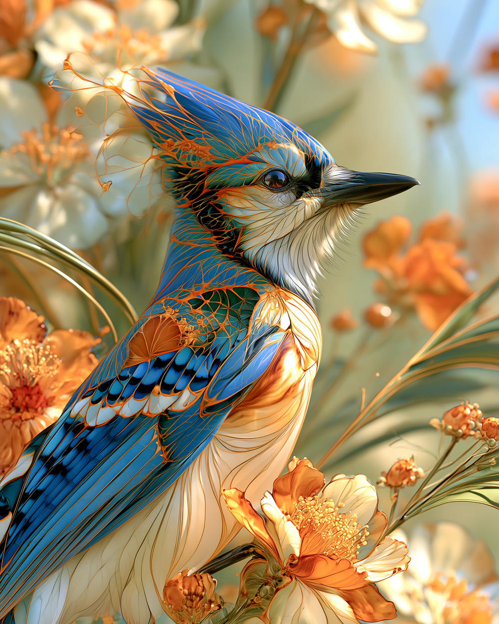blue jay marigold art